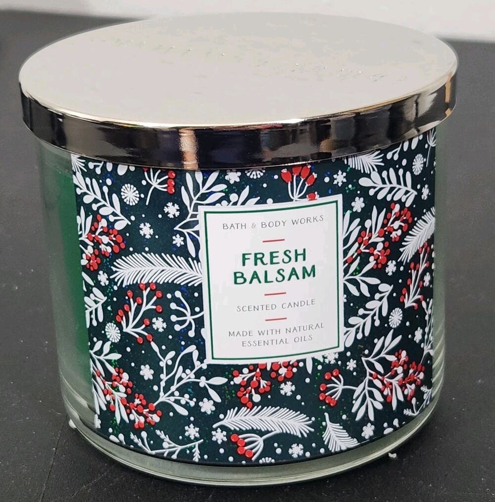 Bath & Body Works Fresh Balsam 3 Wick Scented Candle Christmas Pine Holiday